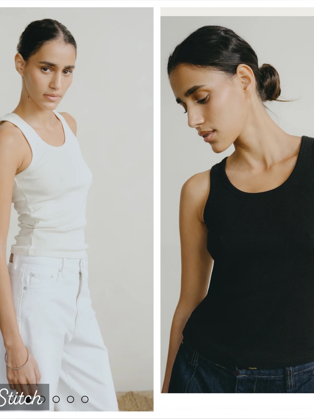 Bundle of two: OZMA Classic Tank, Ribbed Silk Noil Jersey, Black & Natural/White